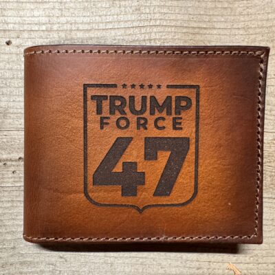 Trump Force 47 laser engraved premium leather bifold wallet - clearance item