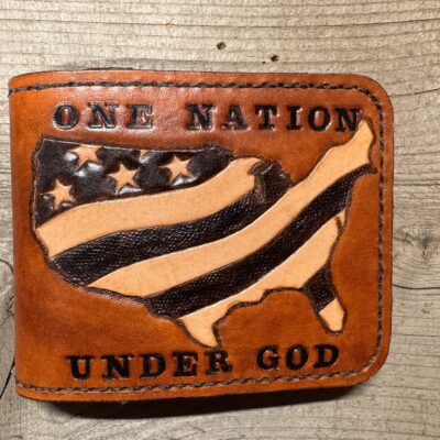 One Nation Under God Hand tooled Leather Bifold Wallet - Clearance item on sale