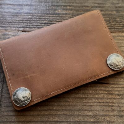 Rugged Compact whiskey color oil tanned leather biker wallet - 50% discount clearance