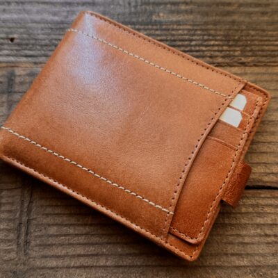 Cognac Luxurious and fashionable leather bifold wallet- clearance 50% off