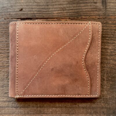 soft and rugged oil tanned leather brown bifold wallet -clearance discount wallet
