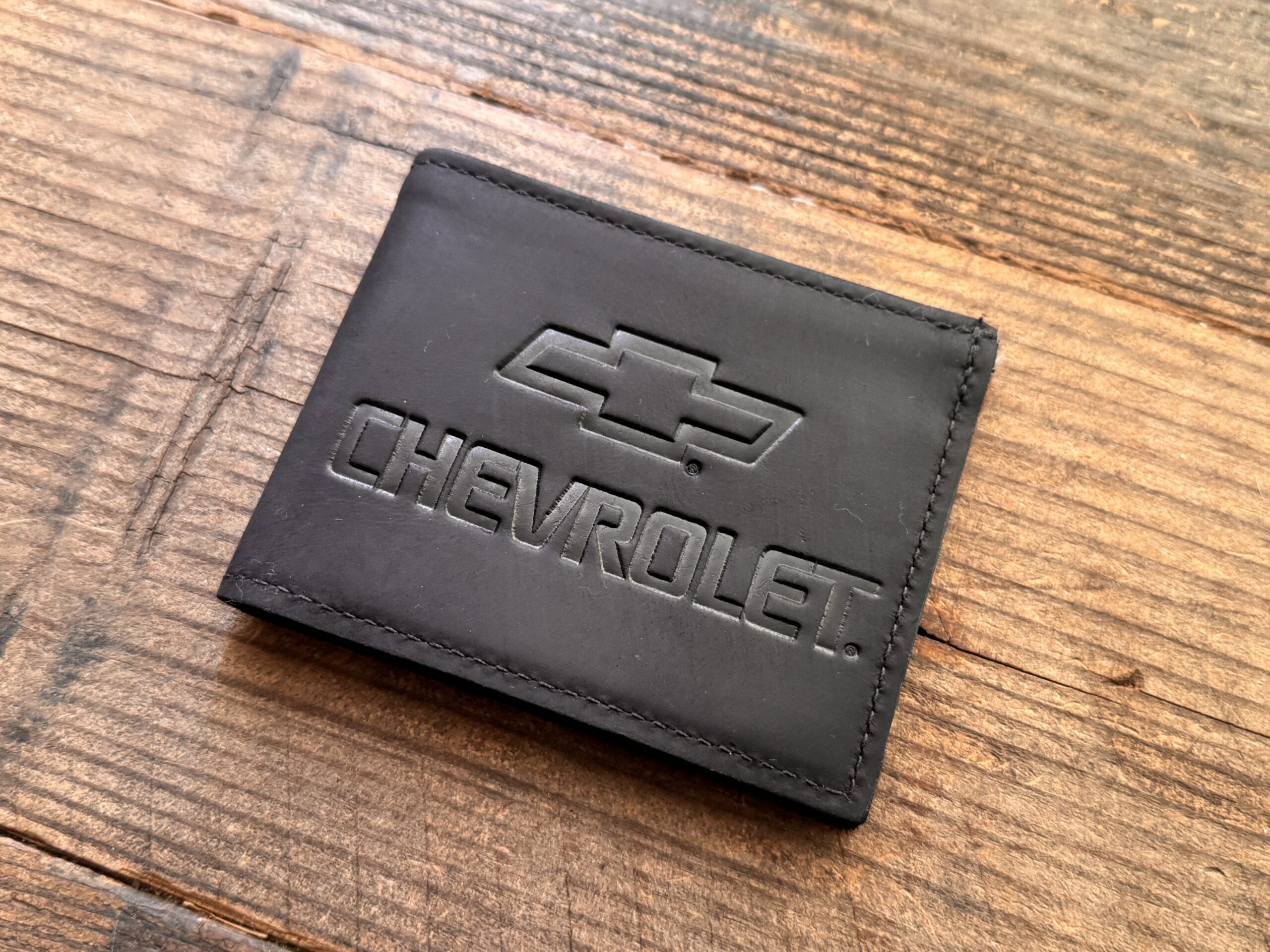 Chevy Bowtie Black Oil-Tanned Leather Bifold Wallet – (New) Resale | Clearance - Image 3