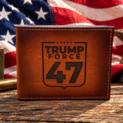 Trump Force 47 laser engraved premium leather bifold wallet - clearance item