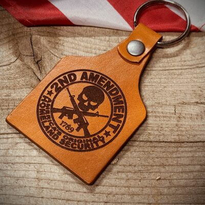 Second Amendment Leather Keychain
