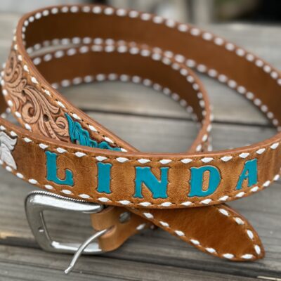 Hand Tooled Western Floral Leather Belt for Women – Custom Made & Personalized