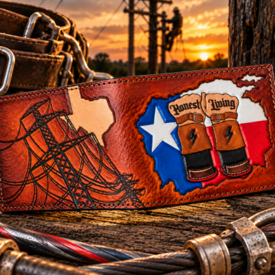 Texas Lineman Hand-Tooled Leather Bifold Wallet – Honest Living