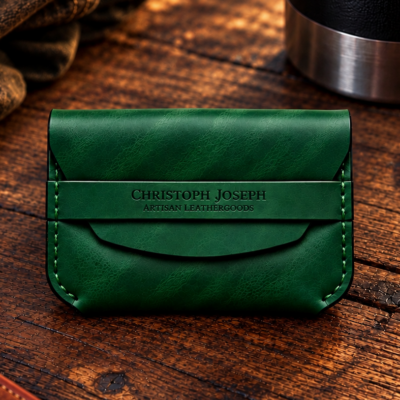 Urban Rugged Luxury Emerald Green Minimalist Card Holder – Premium Italian Leather