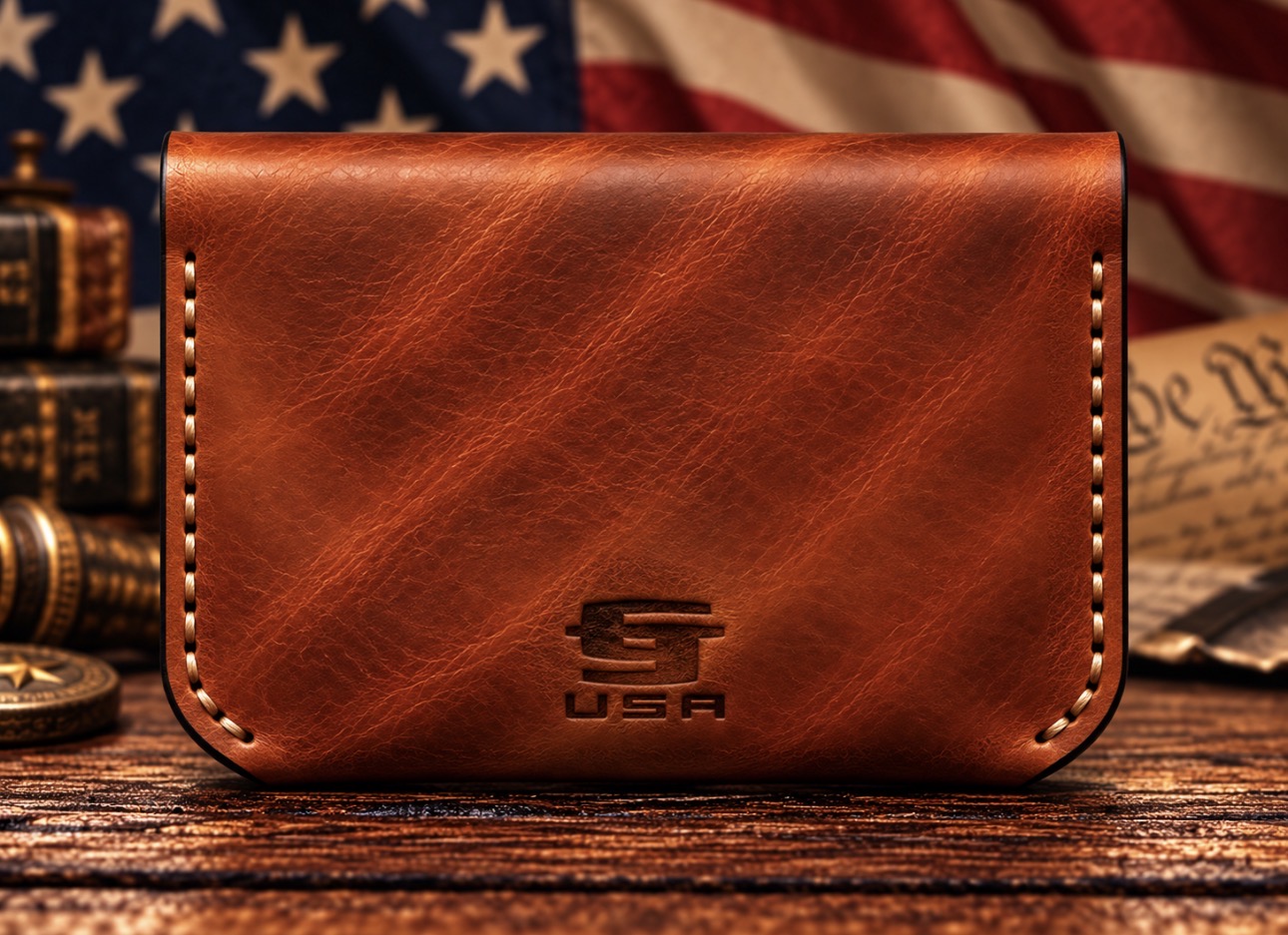 We the People Minimalist Leather Card Holder – Patriotic American Design - Image 4