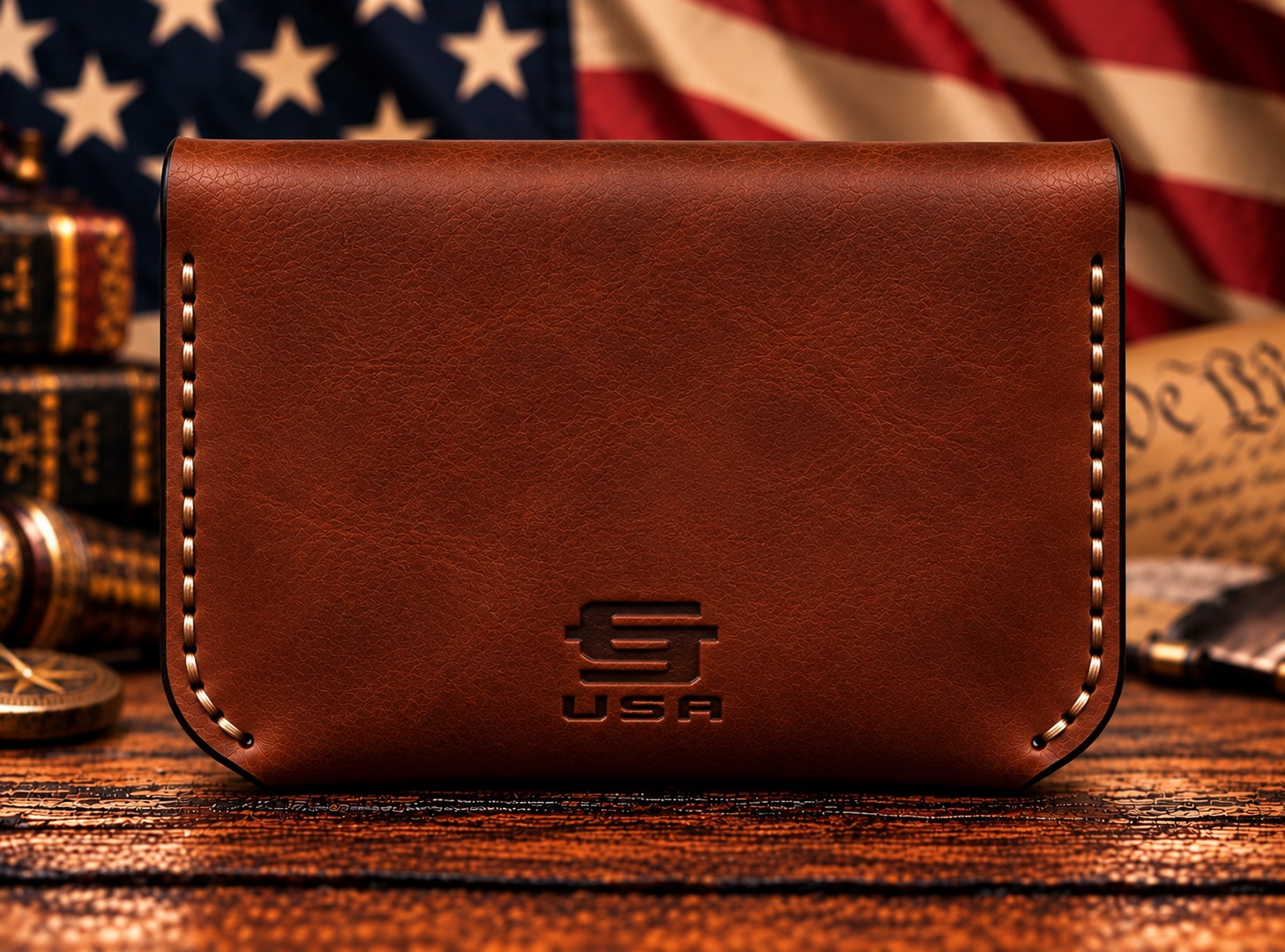 In God We Trust Minimalist Leather Card Holder – Patriotic Christian Design - Image 4