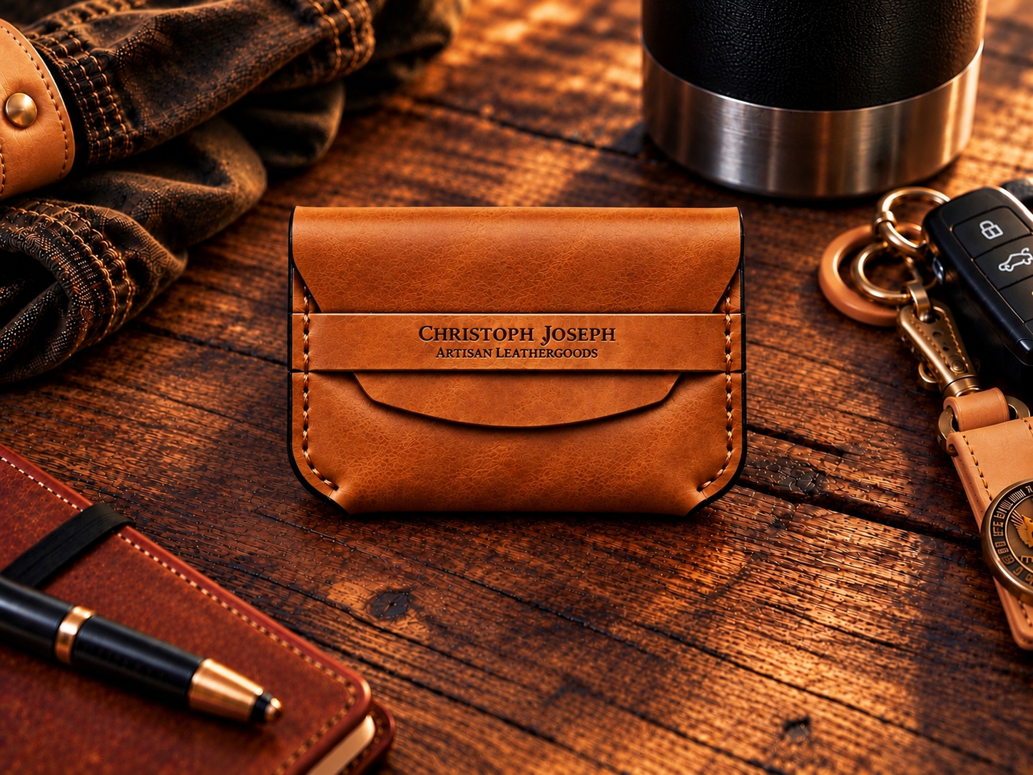 Urban Rugged Luxury Saddle Tan Premium Leather Minimalist Card Holder - Image 4
